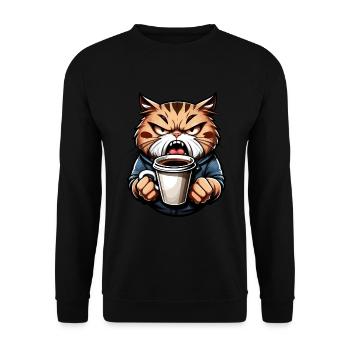 Chat en colère avec du café - Sweat-shirt Unisexe - noir - Devant - Alina (178cm) & Michal (187cm)