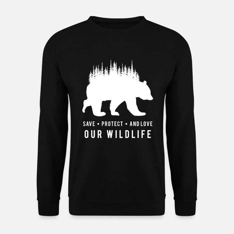 Naturgeist Bär Wald Rücken Motiv - Unisex Pullover - Schwarz