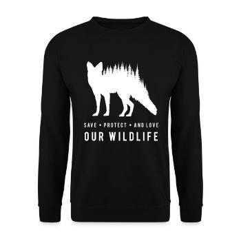 Preserve Foxes - Loves Our Wilderness - Unisex Sweatshirt - black - Front - Alina (178cm) & Michal (187cm)