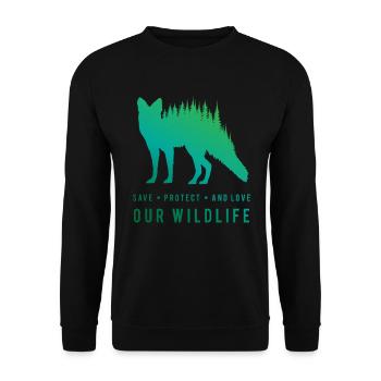 Preserve Foxes - Loves Our Wilderness - Unisex Sweatshirt - black - Front - Alina (178cm) & Michal (187cm)