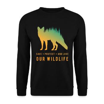 Preserve Foxes - Loves Our Wilderness - Unisex Sweatshirt - black - Front - Alina (178cm) & Michal (187cm)