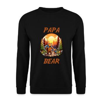 Papa Bear mit Sohn im Wald - Unisex Pullover - Schwarz - Vorne - Alina (178cm) & Michal (187cm)