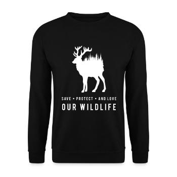 Protecting Nature - Deer in the Forest - Unisex Sweatshirt - black - Front - Alina (178cm) & Michal (187cm)