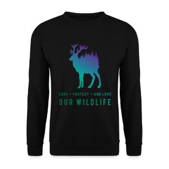 Protecting Nature - Deer in the Forest - Unisex Sweatshirt - black - Front - Alina (178cm) & Michal (187cm)