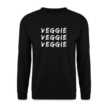 Veggie Dreifach - Grün Leben - Unisex Pullover - Schwarz - Vorne - Alina (178cm) & Michal (187cm)