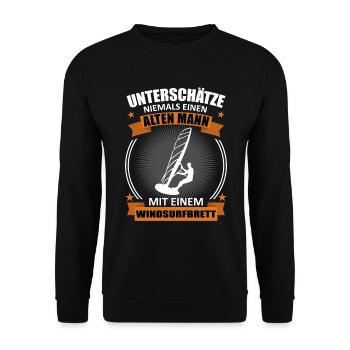 Erfahrener Surfer - Alter Meister - Unisex Pullover - Schwarz - Vorne - Alina (178cm) & Michal (187cm)