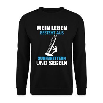 Surfboard & Sail - My Life - Unisex Sweatshirt - black - Front - Alina (178cm) & Michal (187cm)
