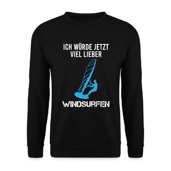 Lieber Windsurfen - Jetzt - Unisex Pullover - Schwarz - Vorne - Alina (178cm) & Michal (187cm)