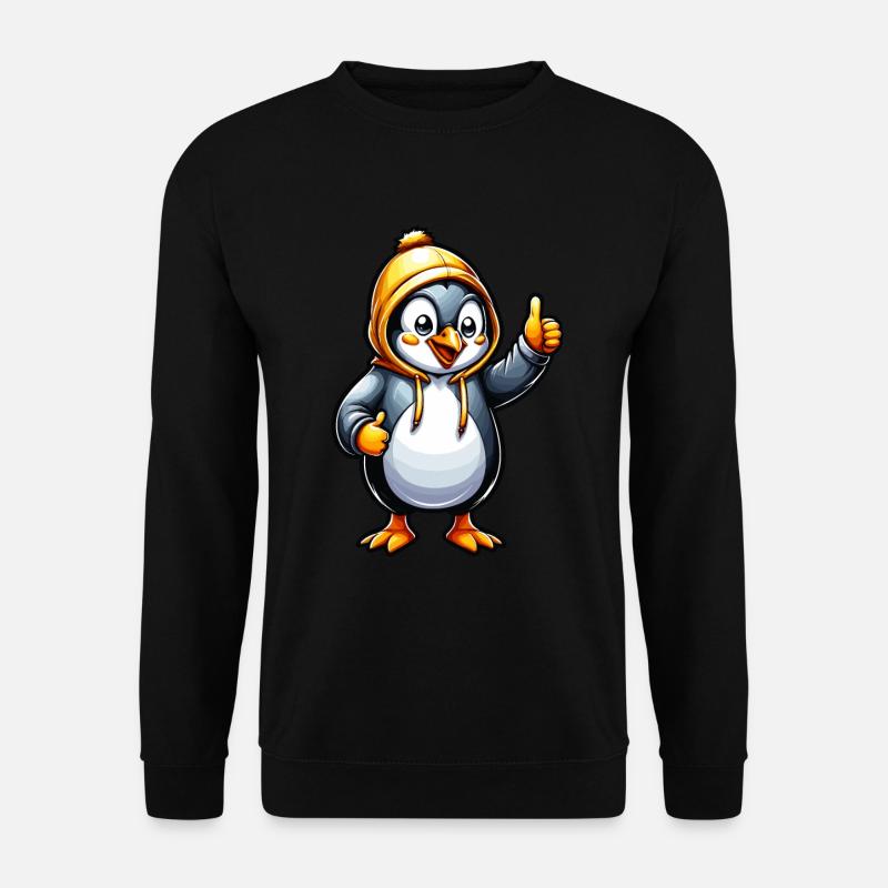 Pinguin zeigt Daumen hoch - Unisex Pullover - Schwarz