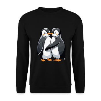 Pingouins s’embrassant - Sweat-shirt Unisexe - noir - Devant - Alina (178cm) & Michal (187cm)