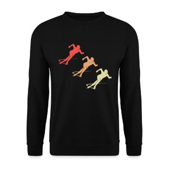 Farbenfrohes Eiskunstlauf Team Geschenk - Unisex Pullover - Schwarz - Vorne - Alina (178cm) & Michal (187cm)
