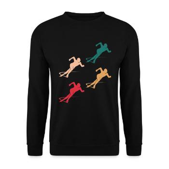 Farbenfrohes Eiskunstlauf Team Geschenk - Unisex Pullover - Schwarz - Vorne - Alina (178cm) & Michal (187cm)