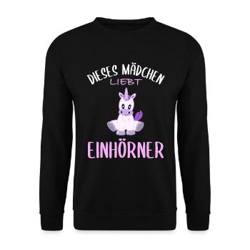 Mädchen und Einhörner - Eine magische Liebe - Unisex Pullover - Schwarz - Vorne - Alina (178cm) & Michal (187cm)
