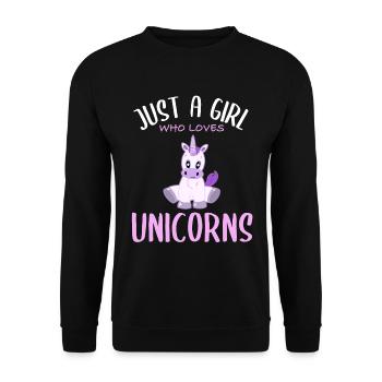 Fille Aime Les Licornes - Sweet Magic World - Sweat-shirt Unisexe - noir - Devant - Alina (178cm) & Michal (187cm)