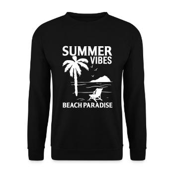 Sommer Vibes Strand Paradies - Unisex Pullover - Schwarz - Vorne - Alina (178cm) & Michal (187cm)