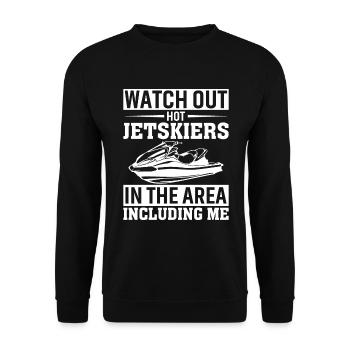 Achtung Heiße Jetskier In Der Gegend Einschließlic - Unisex Pullover - Schwarz - Vorne - Alina (178cm) & Michal (187cm)