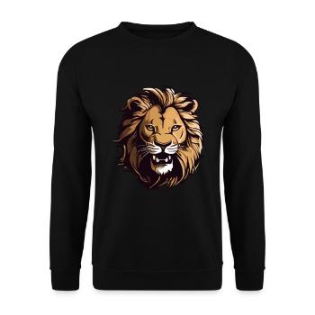 Lion Head - Unisex Sweatshirt - black - Front - Alina (178cm) & Michal (187cm)