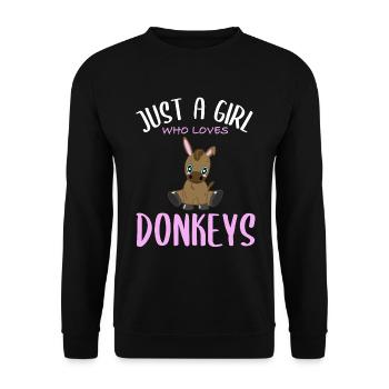 Mädchen & Esel Liebe - Unzertrennlich - Unisex Pullover - Schwarz - Vorne - Alina (178cm) & Michal (187cm)
