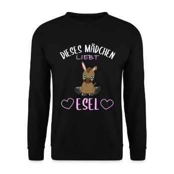 Mädchen & Esel Liebe - Unzertrennlich - Unisex Pullover - Schwarz - Vorne - Alina (178cm) & Michal (187cm)