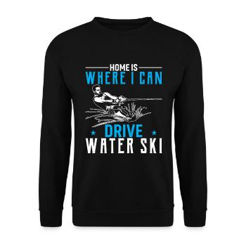 At home I am where I can water ski - Unisex Sweatshirt - black - Front - Alina (178cm) & Michal (187cm)