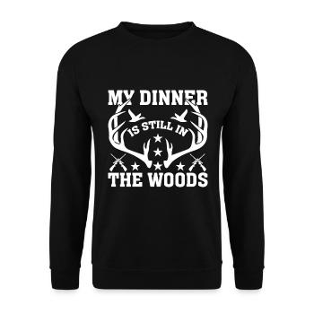Mein Abendessen Ist Immer Noch Im Wald - Unisex Pullover - Schwarz - Vorne - Alina (178cm) & Michal (187cm)