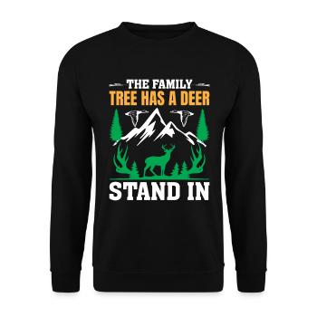 Der Stammbaum Hat Einen Hirschstand In - Unisex Pullover - Schwarz - Vorne - Alina (178cm) & Michal (187cm)