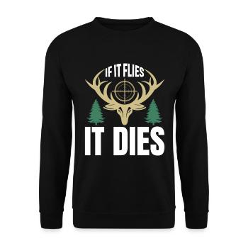 Wenn Es Fliegt, Stirbt Es - Unisex Pullover - Schwarz - Vorne - Alina (178cm) & Michal (187cm)