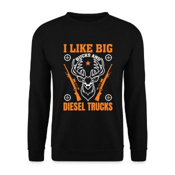 J’aime les gros sous et les camions diesel - Sweat-shirt Unisexe - noir - Devant - Alina (178cm) & Michal (187cm)