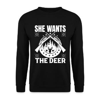 Elle veut le chevreuil - Sweat-shirt Unisexe - noir - Devant - Alina (178cm) & Michal (187cm)