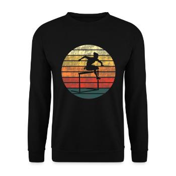 Hindernislauf Abendrot - Sportglanz - Unisex Pullover - Schwarz - Vorne - Alina (178cm) & Michal (187cm)