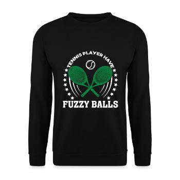 Tennisspieler haben flauschige Bälle - Unisex Pullover - Schwarz - Vorne - Alina (178cm) & Michal (187cm)