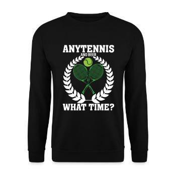 Tennis Und Bier Wie spät ist es? - Unisex Pullover - Schwarz - Vorne - Alina (178cm) & Michal (187cm)