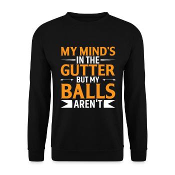 My Mind's In The Gutter But My Balls Aren't - Unisex Sweatshirt - black - Front - Alina (178cm) & Michal (187cm)