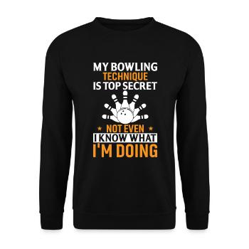 My Bowling Technique Is Top Secret Not Even I Know - Unisex Sweatshirt - black - Front - Alina (178cm) & Michal (187cm)