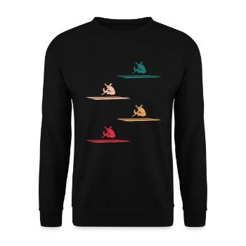 Farbenfrohe Weitsprung-Kunst - Unisex Pullover - Schwarz - Vorne - Alina (178cm) & Michal (187cm)