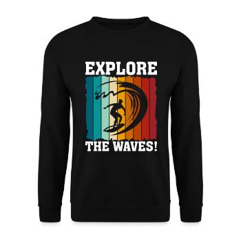 Explorez les vagues ! - Sweat-shirt Unisexe - noir - Devant - Alina (178cm) & Michal (187cm)