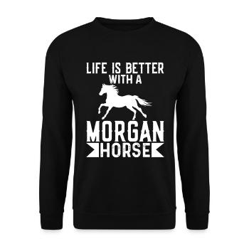 La vie est plus belle avec un cheval Morgan - Sweat-shirt Unisexe - noir - Devant - Alina (178cm) & Michal (187cm)