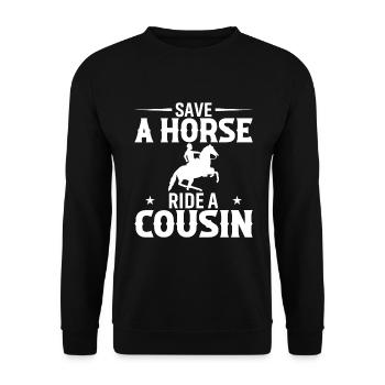 Sauver Une Balade À Cheval Un Cousin - Sweat-shirt Unisexe - noir - Devant - Alina (178cm) & Michal (187cm)