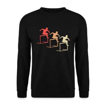 Bunte Hindernislauf Action Geschenk - Unisex Pullover - Schwarz - Vorne - Alina (178cm) & Michal (187cm)