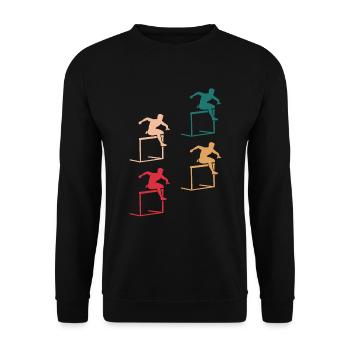 Bunte Hindernislauf Action Geschenk - Unisex Pullover - Schwarz - Vorne - Alina (178cm) & Michal (187cm)