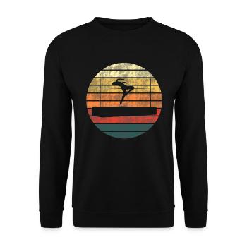 Silhouette de saut en hauteur coucher de soleil - Sweat-shirt Unisexe - noir - Devant - Alina (178cm) & Michal (187cm)
