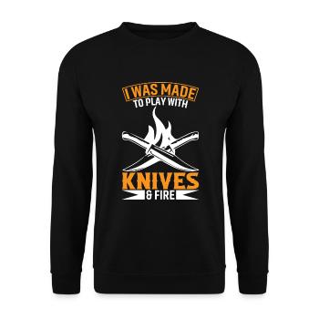J’ai été fait pour jouer avec des couteaux et du feu - Sweat-shirt Unisexe - noir - Devant - Alina (178cm) & Michal (187cm)