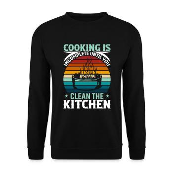 Cooking Is Incomplete Until You Clean The Kitchen - Unisex Sweatshirt - black - Front - Alina (178cm) & Michal (187cm)