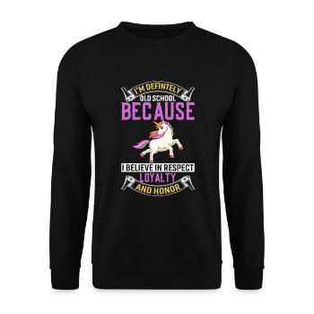Définitivement Old School parce que je crois au respect - Sweat-shirt Unisexe - noir - Devant - Alina (178cm) & Michal (187cm)