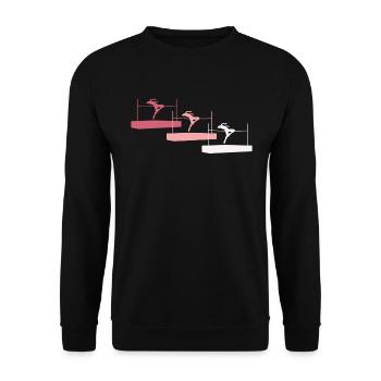 Figurines colorées de saut en hauteur - Sweat-shirt Unisexe - noir - Devant - Alina (178cm) & Michal (187cm)