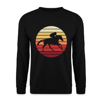 Course au coucher du soleil - Cheval et jockey - Sweat-shirt Unisexe - noir - Devant - Alina (178cm) & Michal (187cm)