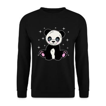 Kuschelpanda unter Sternen - Unisex Pullover - Schwarz - Vorne - Alina (178cm) & Michal (187cm)