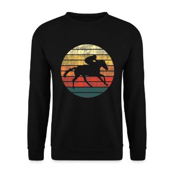 Sonnenuntergang Rennen - Pferd & Jockey - Unisex Pullover - Schwarz - Vorne - Alina (178cm) & Michal (187cm)