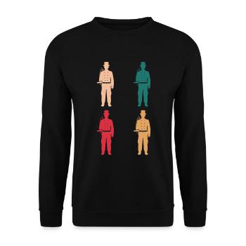 Bunte Welt der Schornsteinfeger - Unisex Pullover - Schwarz - Vorne - Alina (178cm) & Michal (187cm)