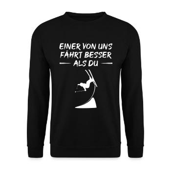 Elite on skis: Freestyle masterpiece - Unisex Sweatshirt - black - Front - Alina (178cm) & Michal (187cm)